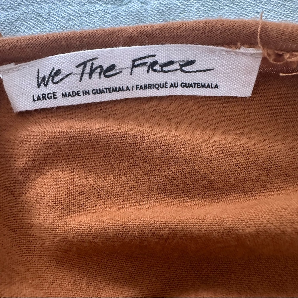 Free People We The Free Burnt Orange Flowy Boho Top Size Large - Picture 3 of 7
